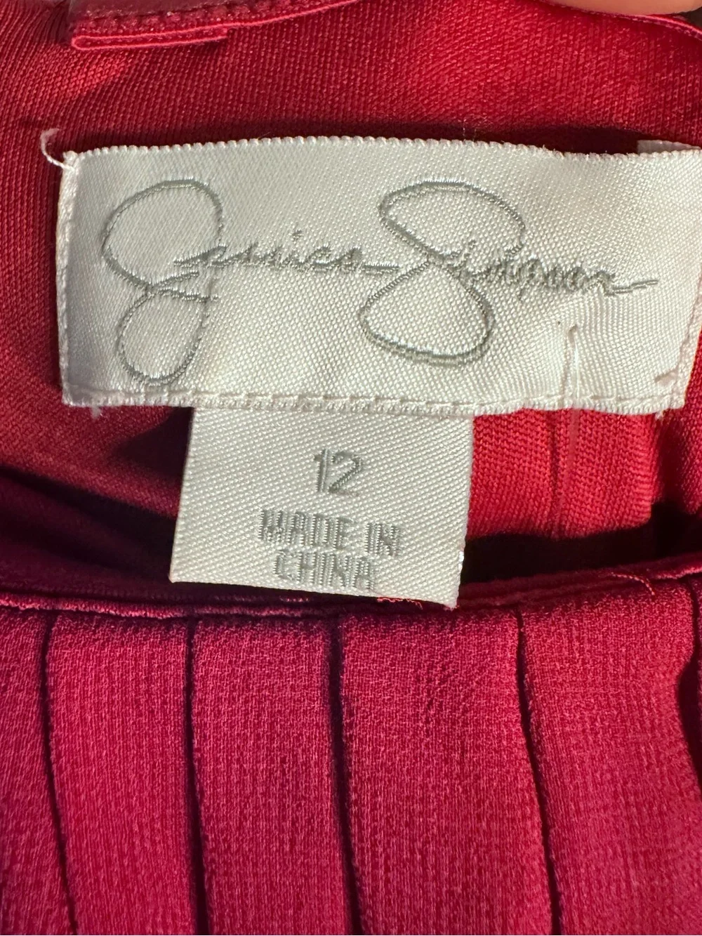 Jessica Simpson Size 12 Fuchsia Strapless Pleated Ruffle Mini Cocktail Dress
